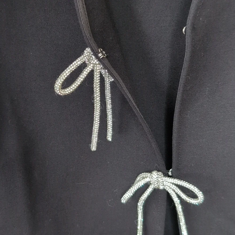 Dolan Black Left Coast Rhinestone Bow-Front Cardigan Top - Women's Medium - Picture 4 of 6